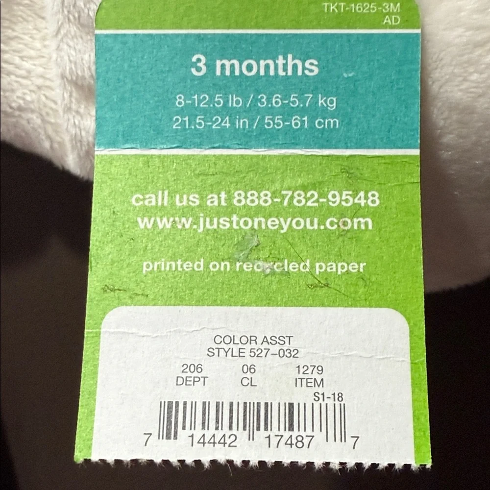 Carter's White Hooded Sleep Sack with Bear Design Size 0-3 months NWT
